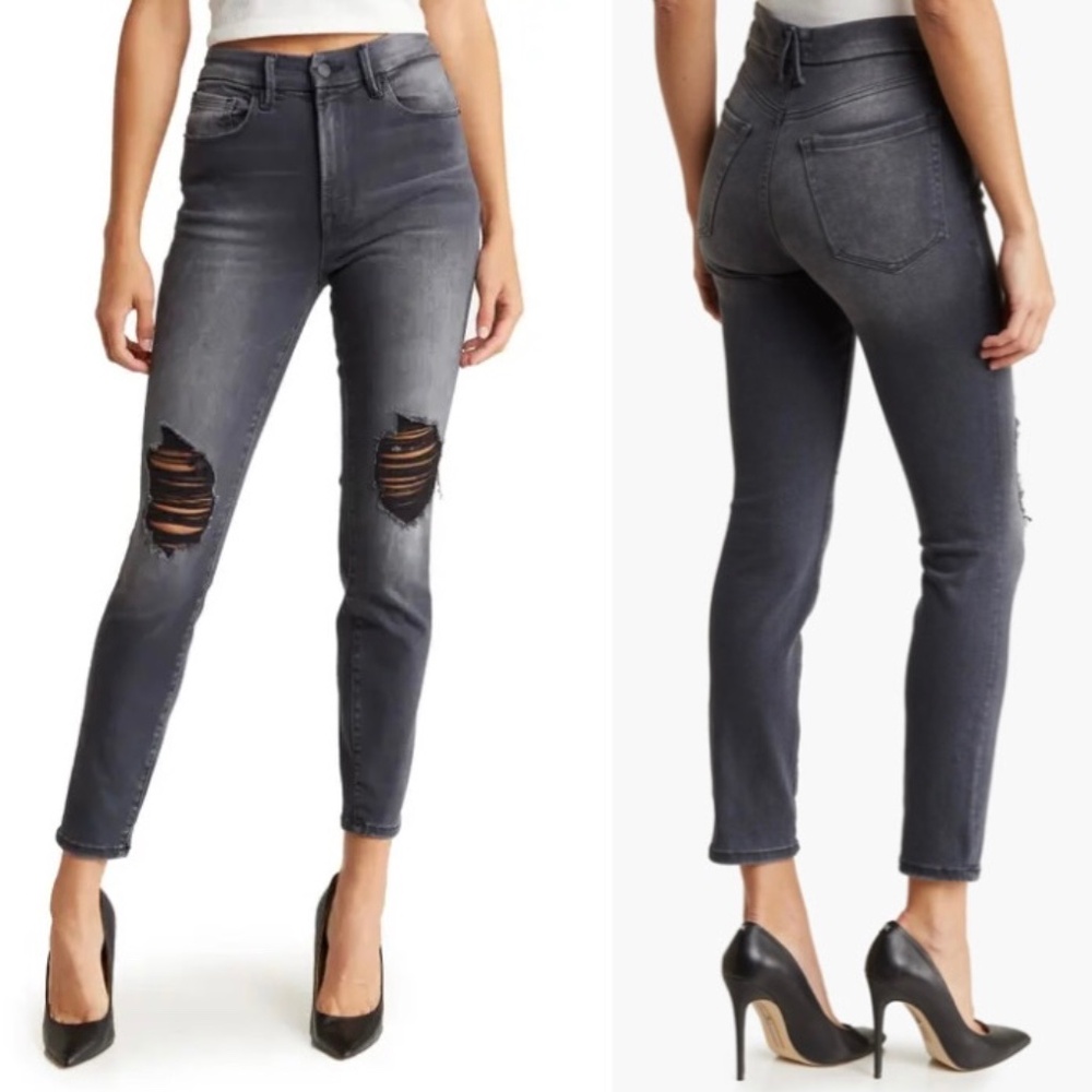 Always Fits Good Black Jeans Skinny High Waist Ripped Gray Kardash Good American